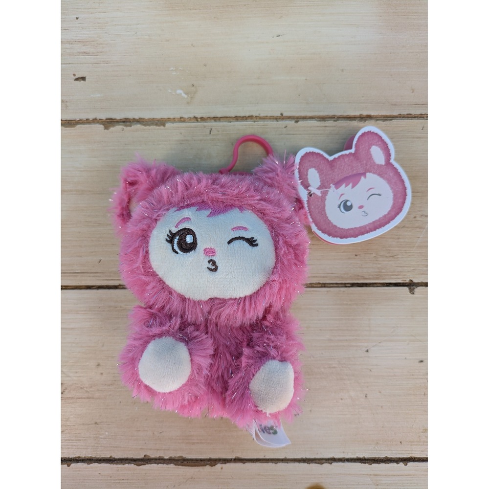 LaBabies Mimi Plush Keychain Yoonique Pink Tinsel Monster Winking Small NWT